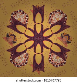 Hand drawing with elegant element on a brown, pink and yellow colors. Vector illustration.