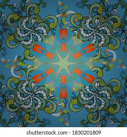 Dibujo manual con elementos elegantes en un color negro, verde y azul. Ilustración vectorial.