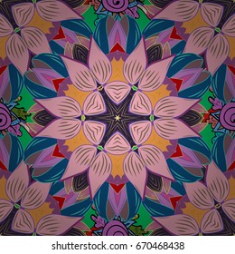 Hand drawing with elegant element on a colored background. Vector illustration.