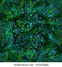 Hand drawing with elegant element on a green background. Vector illustration.