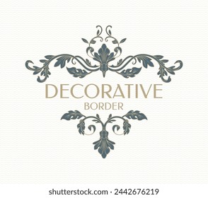  Dibujo a mano elegante borde de título. Patrón floral clásico.
