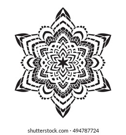 Hand drawing element. Black and white. Flower mandala. Vector illustration. The best for your design, textiles, posters, tattoos, corporate identity