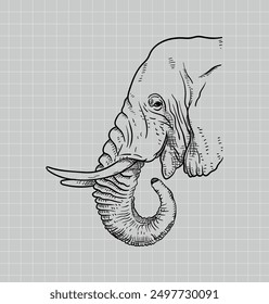 Hand drawing elephant. African Elephant. Baby Elephant. Elephant vector editable color