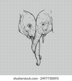 Hand drawing elephant. African Elephant. Baby Elephant. Elephant vector editable color