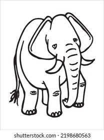 hand drawing of an elephant on a white background