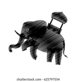 hand drawing elephant trained design icon