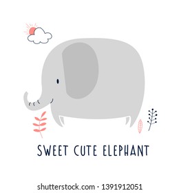 Hand drawing elephant vector illustration.