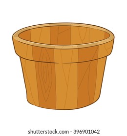 Hand drawing of an empty wooden bucket, vector illustration