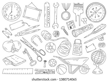 hand drawing equipment and tools set