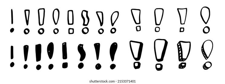 Hand drawing exclamation mark pack in several styles.