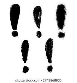 Hand drawing exclamation mark vector for casual error pages. Ideal for symbolizing friendly warnings, rough sudden realizations, and important sketchy notes.