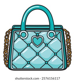 Hand Drawing of Fancy Blue Bag with Elegant and Stylish Design