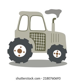 Hand Drawing Of A Farm Tractor. Vector Illustration Isolated On White Background For Your Design.