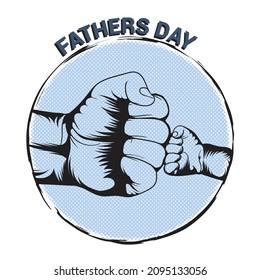 Hand Drawing Fathers Day father And Son Hand Fist Isolated Black And White Illustration Vector Silhouette Image 