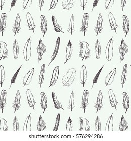 hand drawing feathers pattern