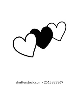 hand drawing featuring three hearts.