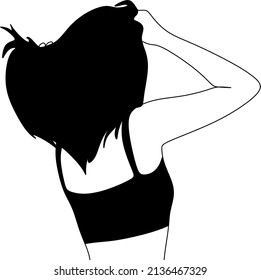 Hand drawing of female portrait in one line with floral element, vector illustration for print, posters