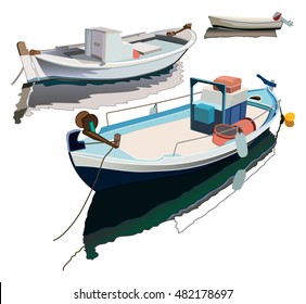 Hand drawing fishing boats, vector illustration