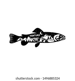 hand drawing fishing tshirt design