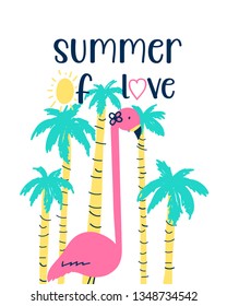 Hand drawing flamingo illustration vector.