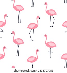 Hand drawing flamingo seamless pattern  vector illustration.