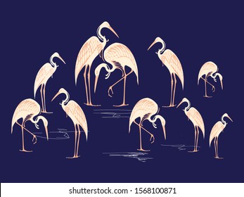 Hand drawing flamingo tropical bird