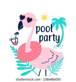 Hand drawing flamingo vector illustration .