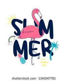 Hand drawing flamingo vector illustrations. Summer icons vector.