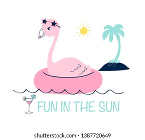 Hand drawing flamingo vector illustrations. Summer icons vector.