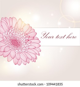 Hand drawing floral background with flower gerbera. Element for design.