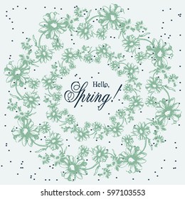 Hand drawing floral card. Sketch mandala of chamomile flowers. Vector illustration
