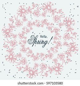 Hand drawing floral card. Sketch mandala of chamomile flowers. Vector illustration