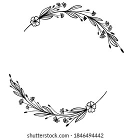 Hand drawing floral decor elements set. For invitations, weddings, holidays, design templates.