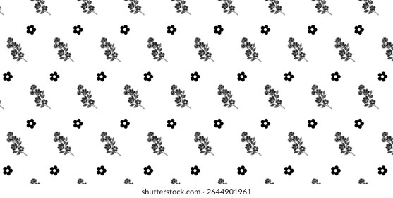 Dibujo a mano Floral Seamless Pattern - patrón de flores de estilo Scatter