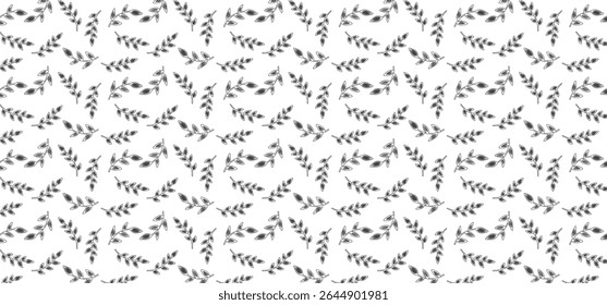 Hand drawing Floral Seamless Pattern - scatter pattern with leaf outline style