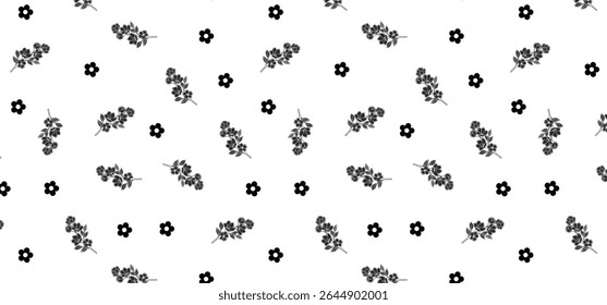 Hand Drawing Floral Seamless Pattern - Scatter style flower pattern