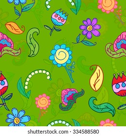 Hand drawing floral seamless pattern