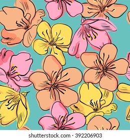 Hand drawing floral seamless pattern. 