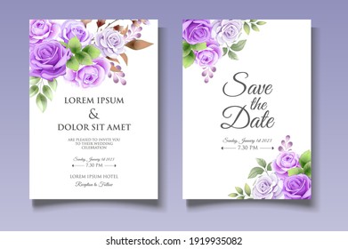 Hand drawing floral wedding invitation template