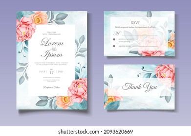 Hand Drawing Floral Wedding Invitation Card Template