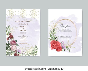 Hand drawing floral wedding invitation card design