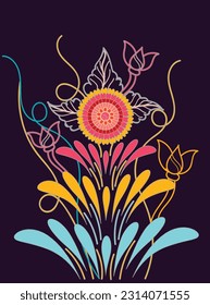 Vector de arte de flor de dibujo a mano, flor de dibujo a mano hermosa para el sitio web de diseño camiseta afiche portada del libro