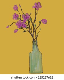 Hand drawing flower in bottle,vector