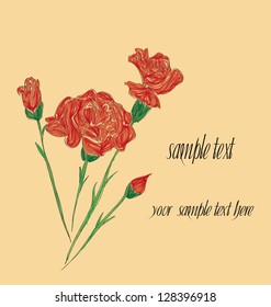 Hand drawing flower card,vector
