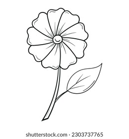 Hand drawing Flower Outline Vector Illustration