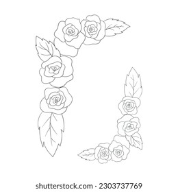 Hand drawing Flower Outline Vector Illustration