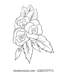 Hand drawing Flower Outline Vector Illustration