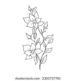 Hand drawing Flower Outline Vector Illustration