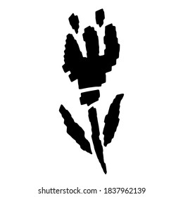 Handzeichne Blumentuppe. Doodle-Zeichnung. Botanisches Design-Element. Geeignet für Postkarten, Druck, Muster, Dekoration. Vektorgrafik.