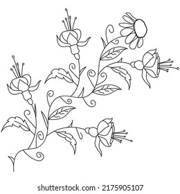 Hand drawing flowers for greeting cards, Coloring book, invitations, Henna drawing, and tattoo template. Vector illustration.